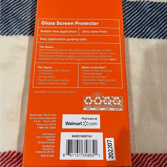 🆕 ONN glass screen protector iPhone 11 Pro X/Xs - Picture 2 of 3